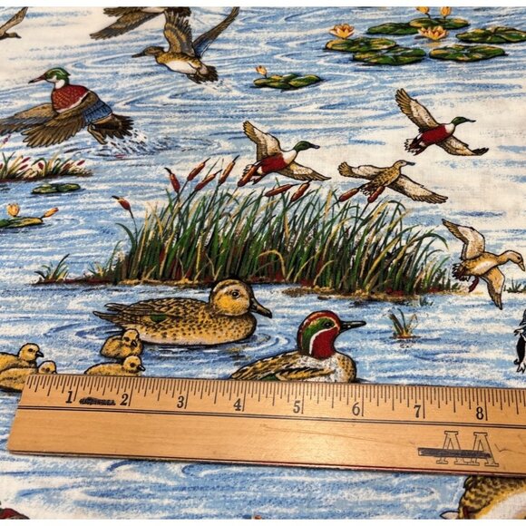 Springs Industries Duck Pond Cotton Fabric Panel 18" x 22" Colorful Wildlife Sce - Picture 3 of 8